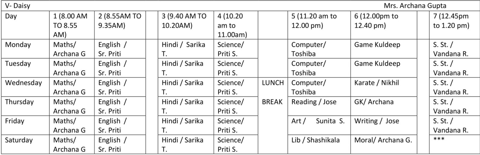 Time Table 2024-25